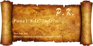 Peszl Kálmán névjegykártya